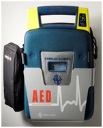 A typical Automatic External Defibrillator you might find in a public facility 